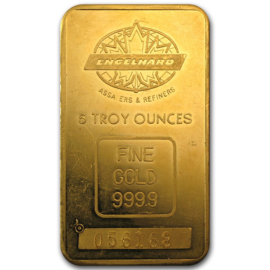 5 oz Gold Bar - Engelhard (Tall, Maple/Smooth)