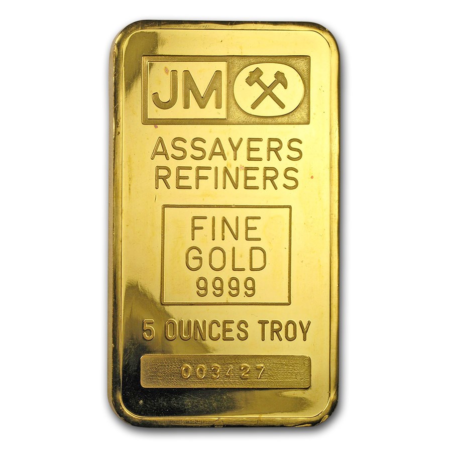5 oz Gold Bar - Johnson Matthey (Plain back)