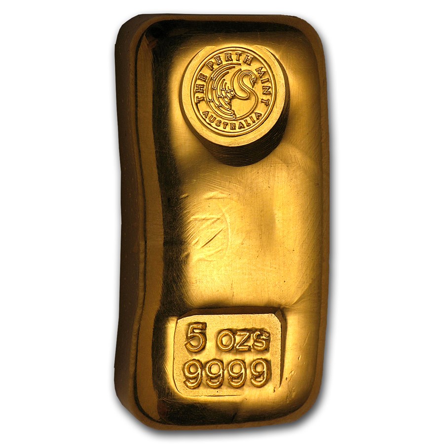 5 oz Gold Bar - Perth Mint (Poured, Loaf-Style)