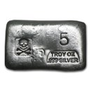 5 oz Hand Poured Silver Bar - PG & G (Skull & Bones)
