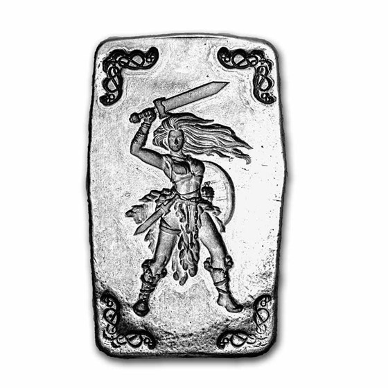 5 oz Hand Poured Silver Bar - Viking Warrior: Shield Maiden