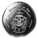 5 oz Hand Poured Silver Button - Pirate Skull