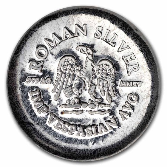 5 oz Hand Poured Silver Button - Roman Imp Vespasian Aug 5 oz Hand Poured Silver Button - Roman Imp Vespasian Aug