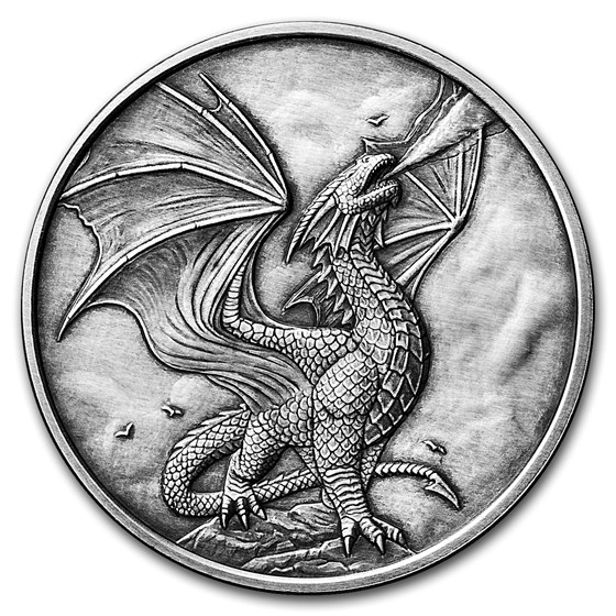 5 oz Silver Antique Round - Anne Stokes Dragons: Noble Dragon 5 oz Silver Antique Round - Anne Stokes Dragons: Noble Dragon