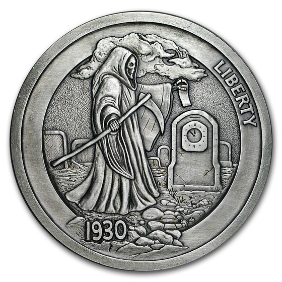 5 oz Silver Antique Round - Hobo Nickel (Graveyard Shift) 5 oz Silver Antique Round - Hobo Nickel (Graveyard Shift)