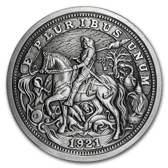 5 oz Silver Antique Round - Hobo Nickel Knight, Death & The Devil 5 oz Silver Antique Round - Hobo Nickel Knight, Death & The Devil