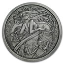 5 oz Silver Antique Round - Mucha Series (Dance)