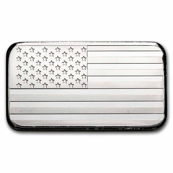 5 oz Silver Bar - American Flag Design (Eagle Back) 5 oz Silver Bar - American Flag Design (Eagle Back)