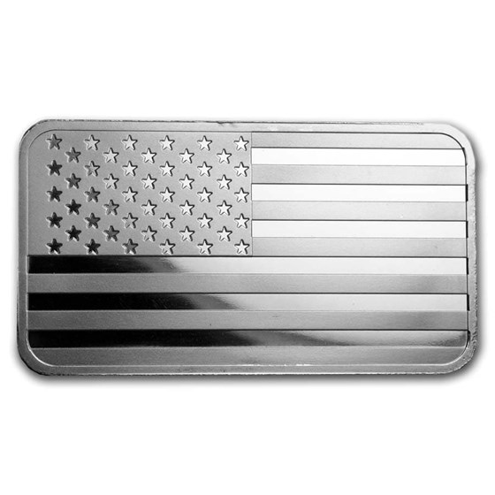 5 oz Silver Bar - American Flag Design 5 oz Silver Bar - American Flag Design