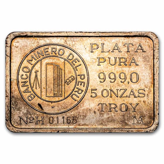 5 oz Silver Bar - Banco Minero Del Peru 5 oz Silver Bar - Banco Minero Del Peru