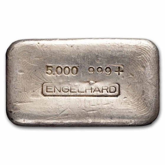 5 oz Silver Bar - Engelhard (4th Series, Cast, No Serial #) 5 oz Silver Bar - Engelhard (4th Series, Cast, No Serial #)