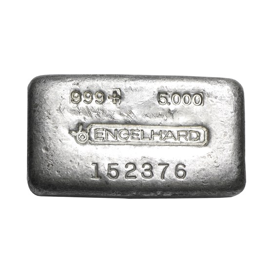 5 oz Silver Bar - Engelhard (Poured/Bull Logo) 5 oz Silver Bar - Engelhard (Poured/Bull Logo)