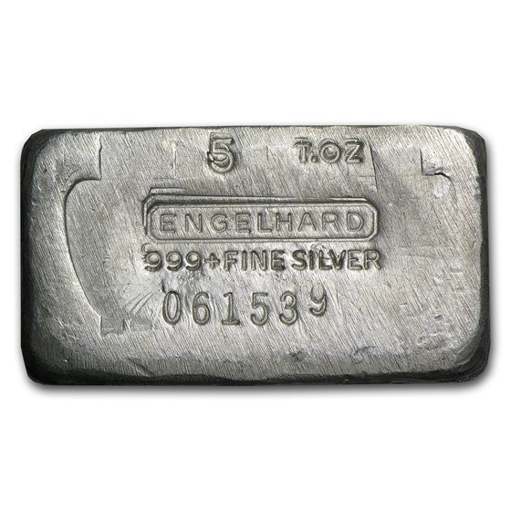 Buy 5 oz Silver Bar - Engelhard (Vintage, Wide, Poured) | APMEX