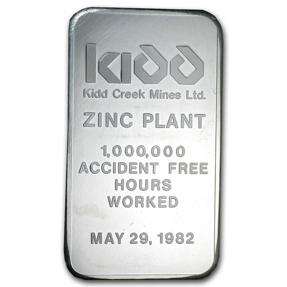 5 oz Silver Bar - Johnson Matthey (Pressed/Kidd Creek Mines) 5 oz Silver Bar - Johnson Matthey (Pressed/Kidd Creek Mines)