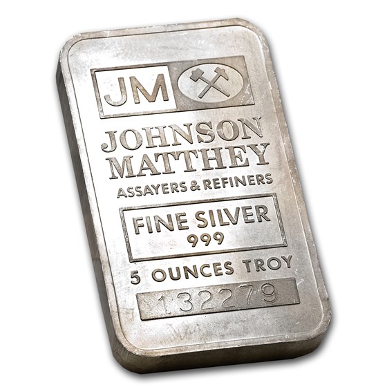 5 oz Silver Bar - Johnson Matthey (Scruffy) 5 oz Silver Bar - Johnson Matthey (Scruffy)