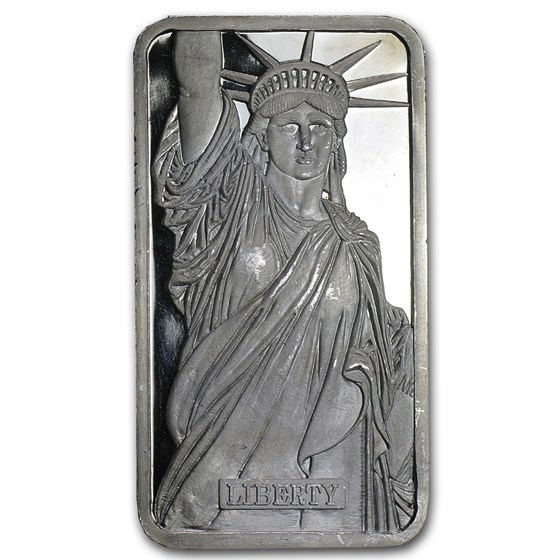 5 oz Silver Bar - Johnson Matthey (Statue of Liberty, MTB)