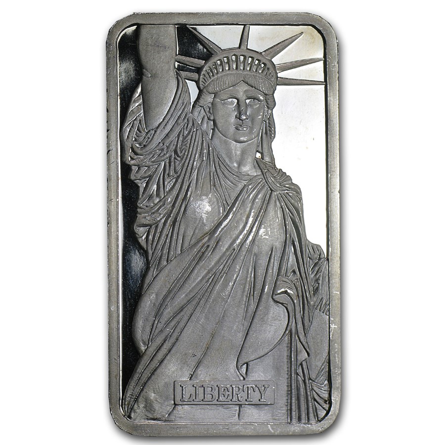 5 oz Silver Bar - Johnson Matthey (Statue of Liberty, MTB)