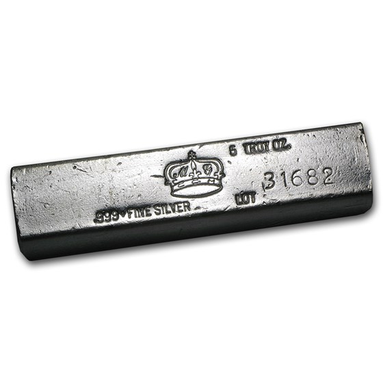 5 oz Silver Bar - MG Crown 5 oz Silver Bar - MG Crown
