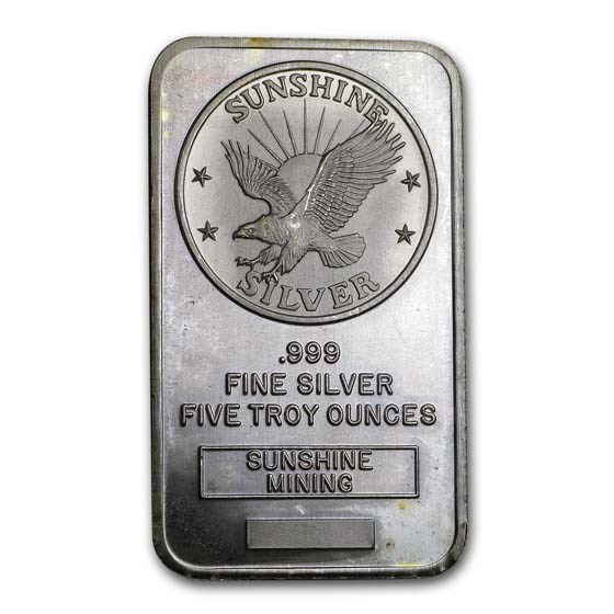 5 oz Silver Bar - Sunshine Mining (Vintage)