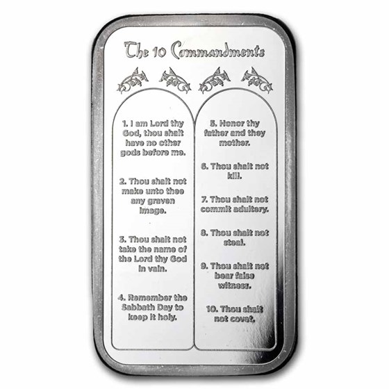 5 oz Silver Bar - Ten Commandments