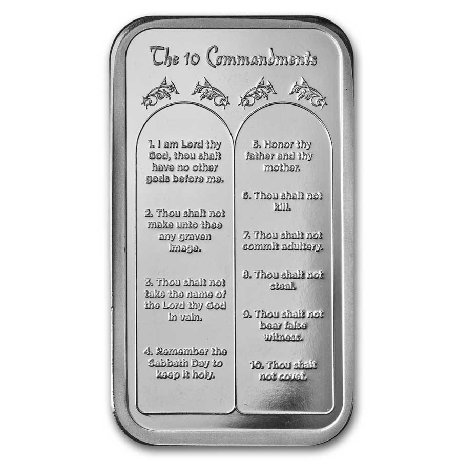 5 oz Silver Bar - Ten Commandments