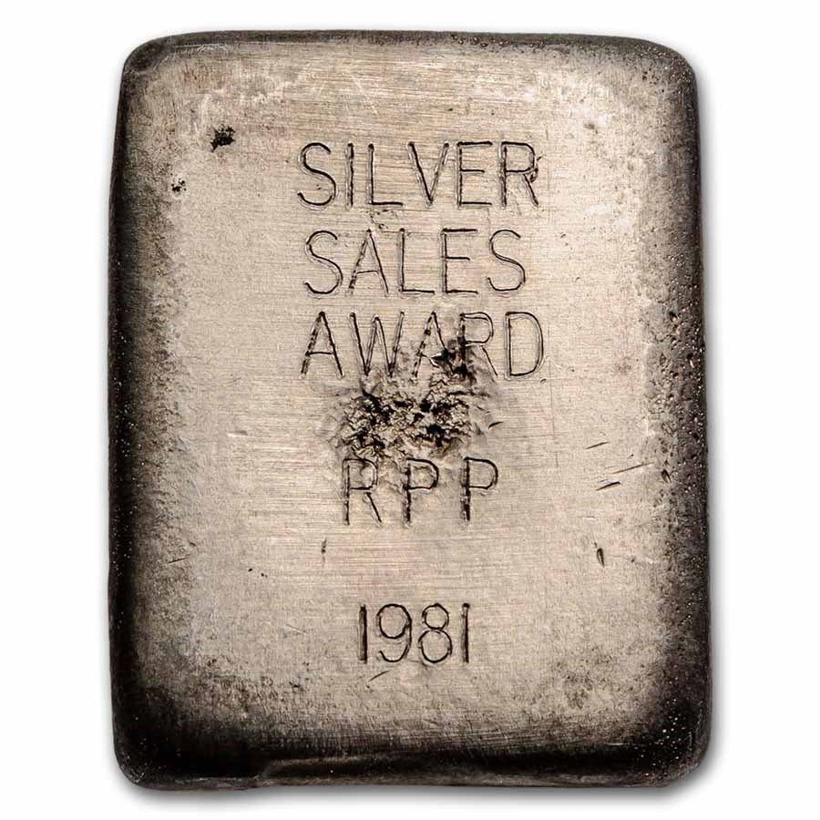 5 oz Silver Bar - Vintage Hoover & Strong (Sales Award, Poured)