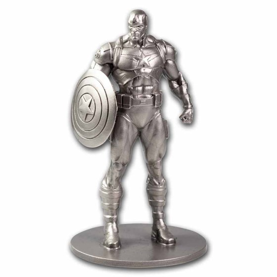 5 oz Silver Captain America Miniature Statue 5 oz Silver Captain America Miniature Statue