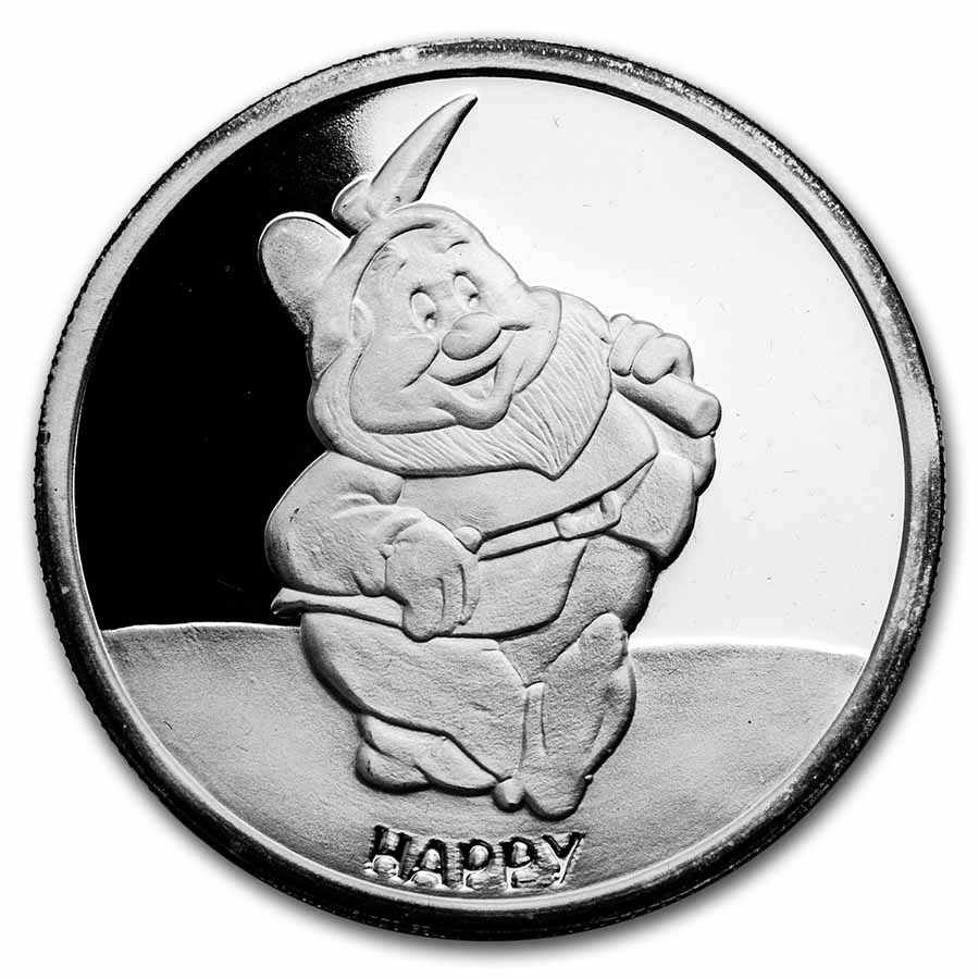 5 oz Silver - Disney's Snow White 50th Anniv (Happy, w/Box & COA)