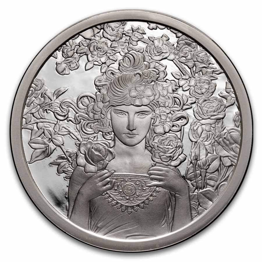 5 oz Silver Proof Round - Mucha Series (Rose)