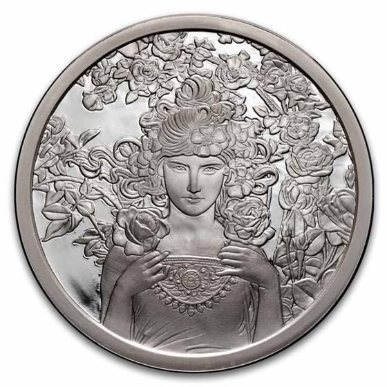 5 oz Silver Proof Round - Mucha Series (Rose) 5 oz Silver Proof Round - Mucha Series (Rose)