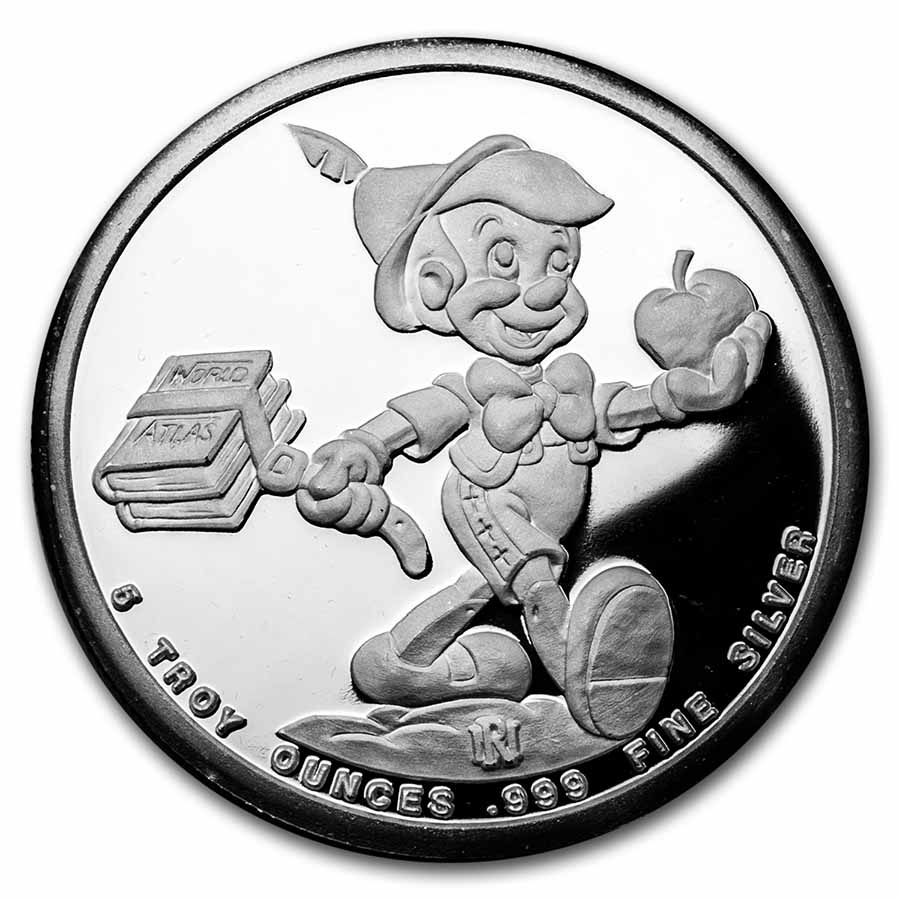 Buy 5 oz Silver Round - Disney/Pinocchio (w/Box & COA) Rarities