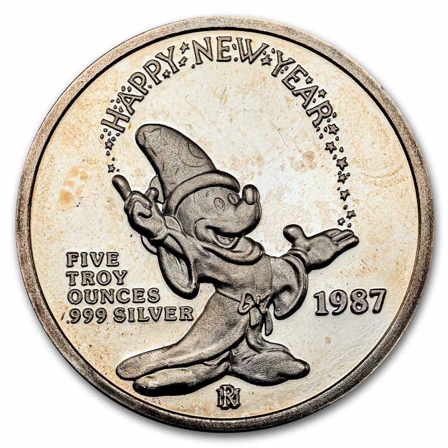 5 oz Silver Round - Mickey's Happy New Year (w/Box & COA)