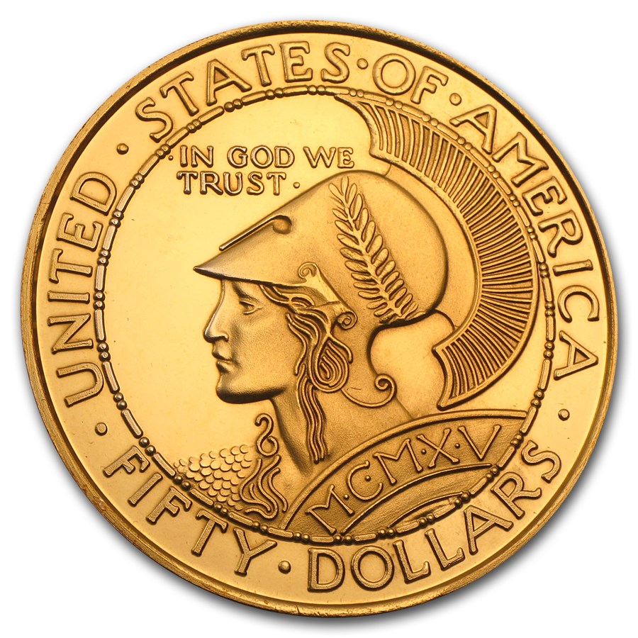 Buy 5 oz Silver Round PanamaPacific (GoldPlated Replica) APMEX