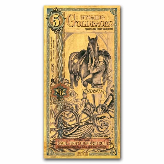 5 Wyoming Goldback - Aurum Gold Foil Note (24k) 5 Wyoming Goldback - Aurum Gold Foil Note (24k)