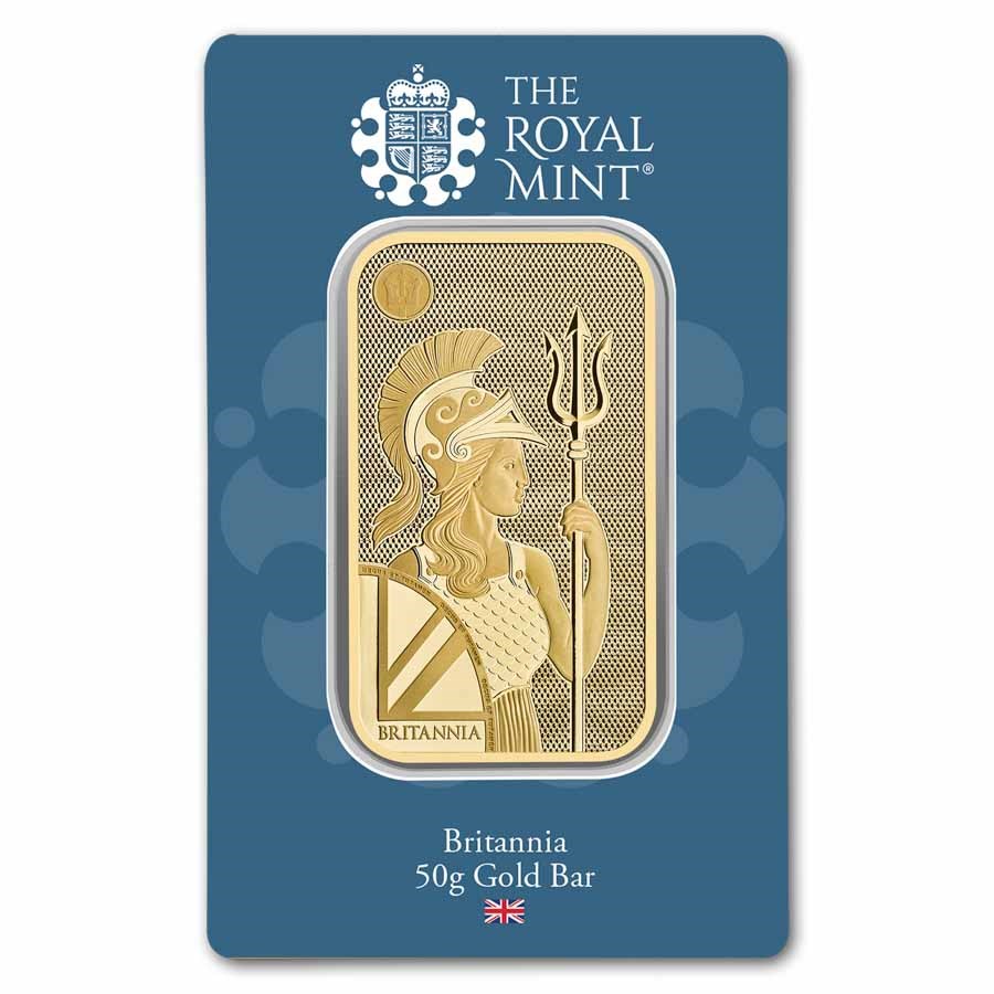 50 gram Gold Bar - The Royal Mint Britannia (New Assay)