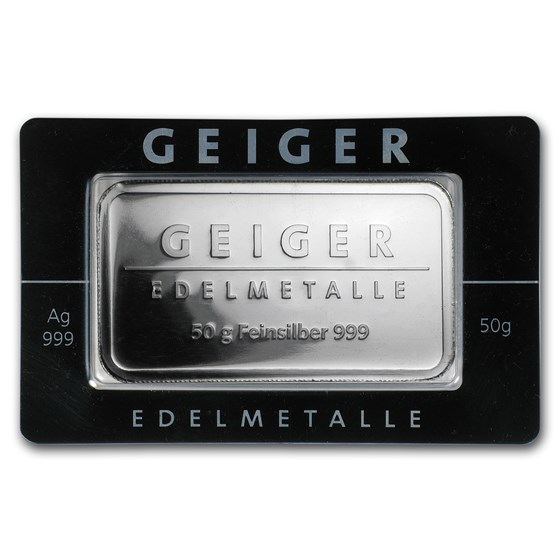 50 gram Silver Bar - Geiger Edelmetalle (Mirror Finish/In Assay) 50 gram Silver Bar - Geiger Edelmetalle (Mirror Finish/In Assay)