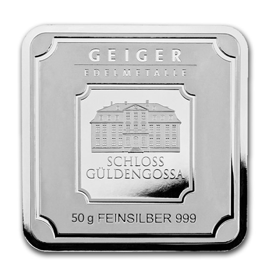 50 gram Silver Bar - Geiger Edelmetalle (Original Square Series) 50 gram Silver Bar - Geiger Edelmetalle (Original Square Series)
