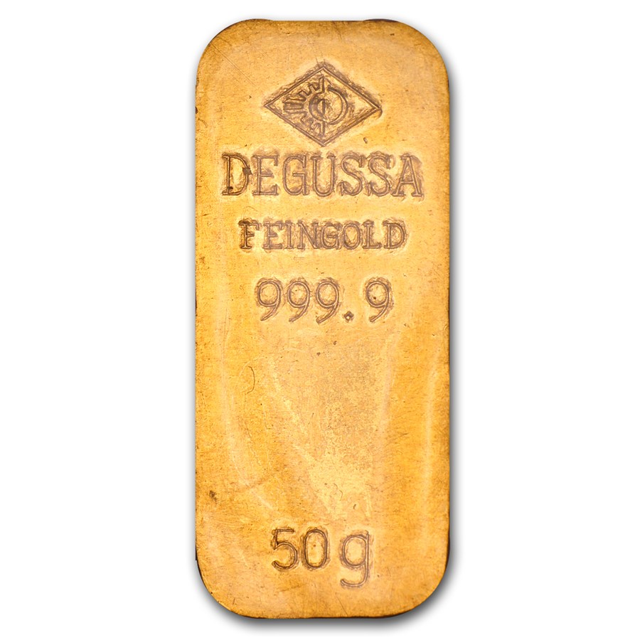 50 gram Vault-Style Gold Bar - Degussa