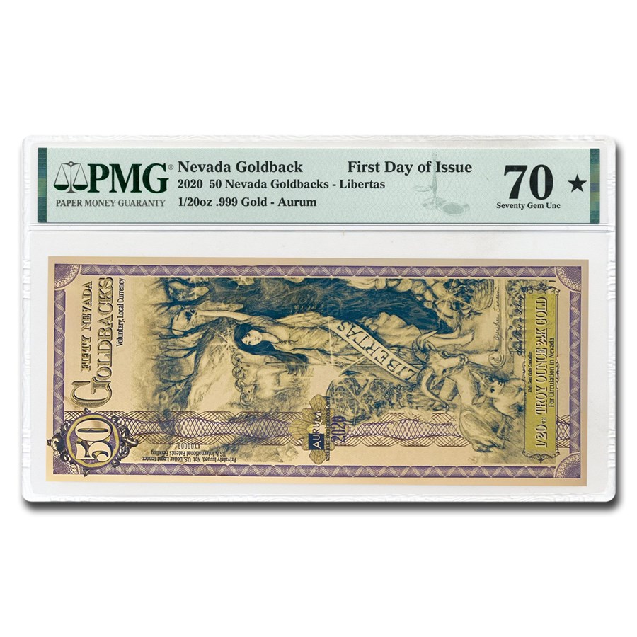 50 Nevada Goldback - Aurum Gold Foil Note 24k MS-70 PMG (FDI)