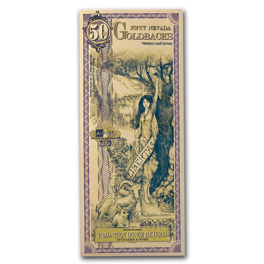 Buy 50 Nevada Goldback Aurum Gold Foil Note 24k Bar Online Gold Foil Notes Apmex Valaurum Inc