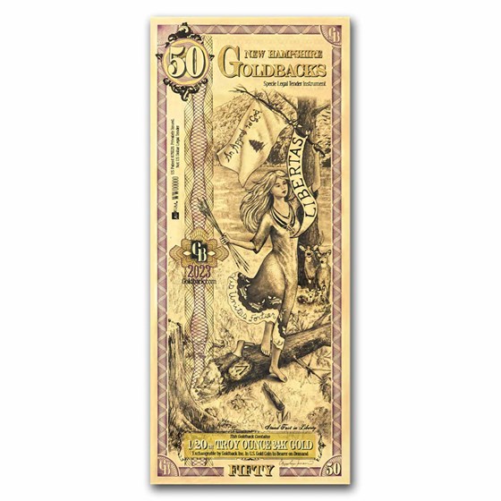 50 New Hampshire Goldback - Aurum Gold Foil Note (24k) 50 New Hampshire Goldback - Aurum Gold Foil Note (24k)