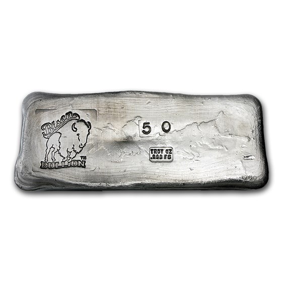 50 oz Hand Poured Silver Bar - BB 50 oz Hand Poured Silver Bar - BB