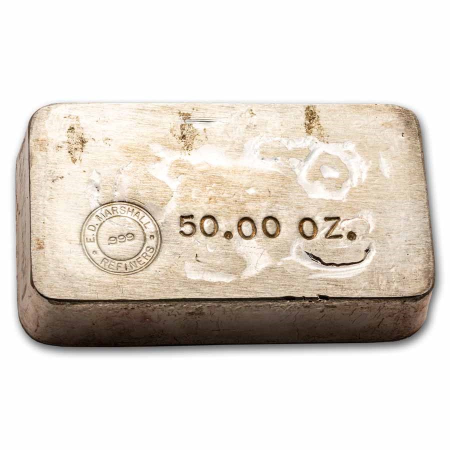 50 oz Silver Bar - E.D. Marshall Refiners