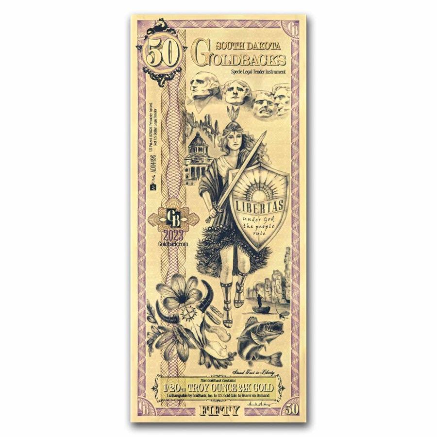 50 South Dakota Goldback - Aurum Gold Foil Note (24k)