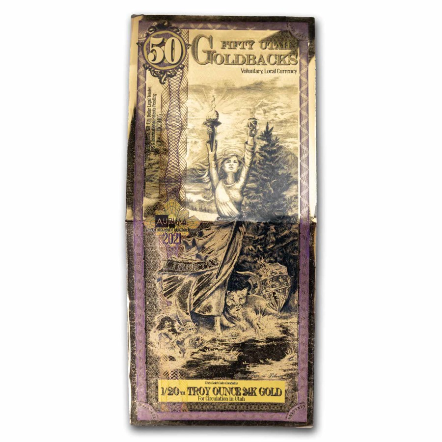 50 Utah Goldback - Aurum Gold Foil Note 24k (Damaged)
