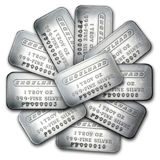 (500) 1 oz Silver Bar - Engelhard Set (Frosted/1980/6-digit) (500) 1 oz Silver Bar - Engelhard Set (Frosted/1980/6-digit)