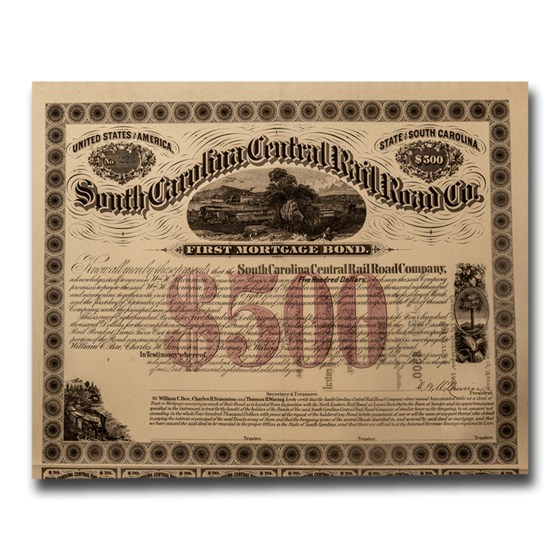 $500 Bond (1871) - South Carolina Central Railroad Company $500 Bond (1871) - South Carolina Central Railroad Company