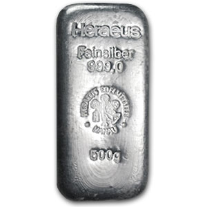 Buy 500 gram Cast-Poured Silver Bar - Argor-Heraeus (Germany) | APMEX