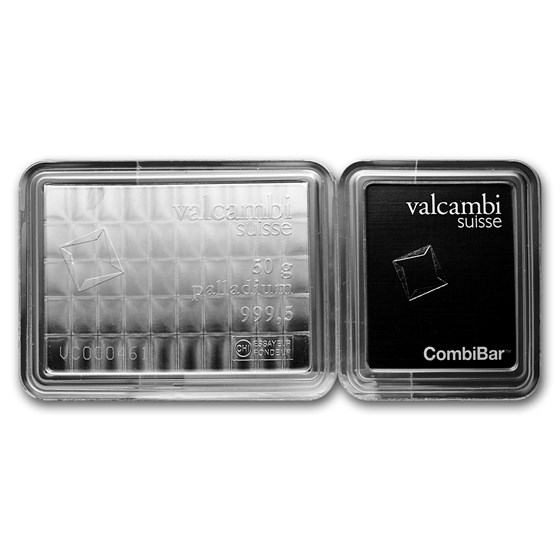 50x 1 gram Palladium CombiBar™ - Valcambi Suisse (In Assay)