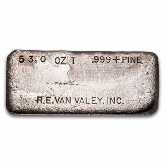 53 oz Silver Bar - Vintage R.E. Van Valey Inc.